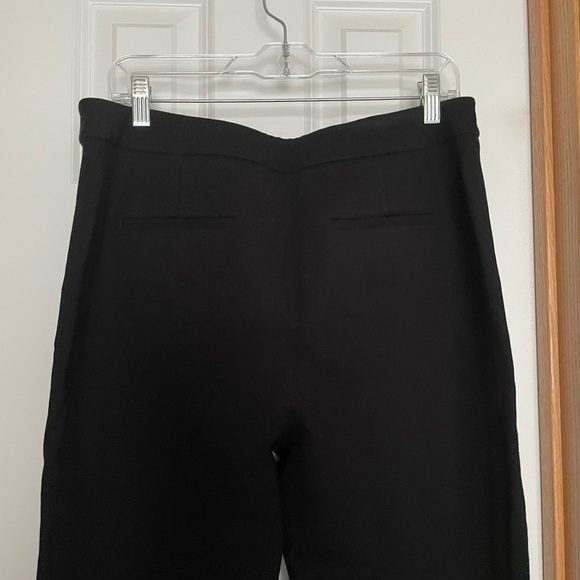 Boden Black Wide Leg Trousers Navy and White Stripe Zip Ankle Size 12 - Picture 8 of 9